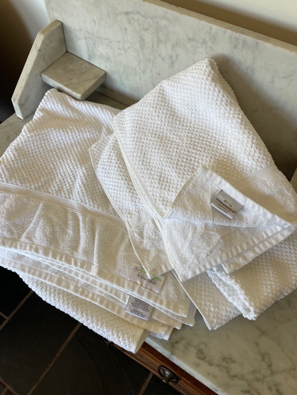 THRESHOLD White Cotton Waffle Weave Bath Sheets Set of 2
